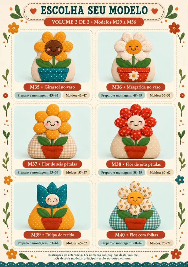 Catálogo visual do volume 2: flores e personagens